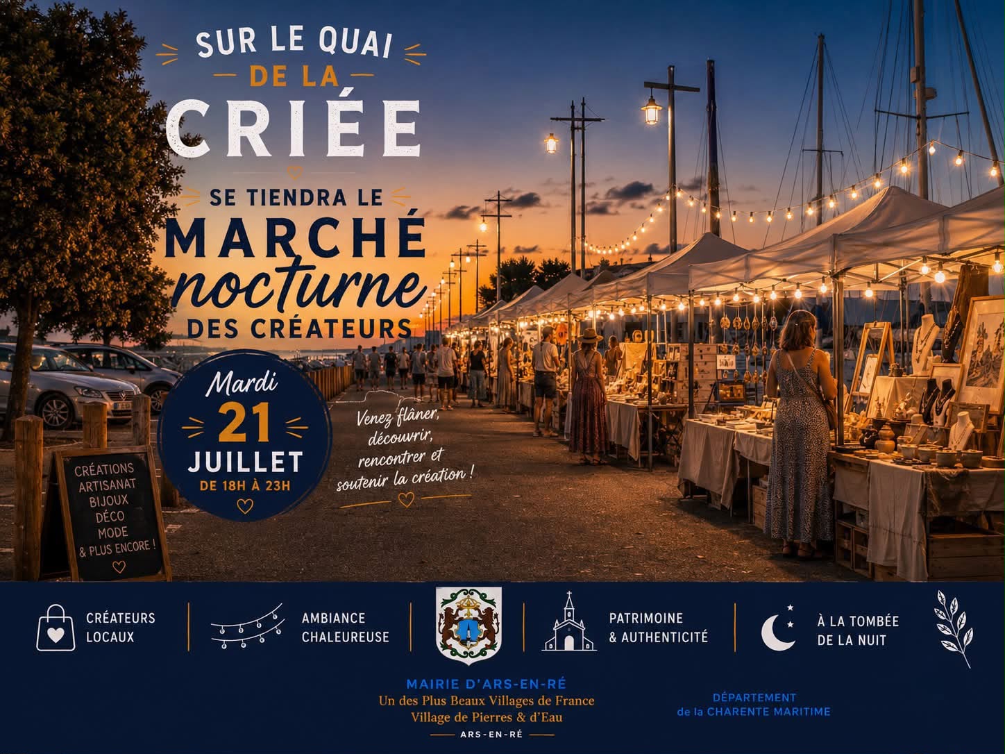 Marché nocturne d’Ars-en-Ré – Quai de la Criée :